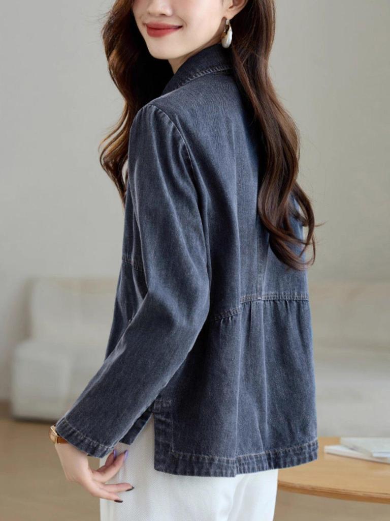 Spring/Autumn Women's Retro Denim Jacket: Short, Loose-Fit, Casual Style for a Youthful Look