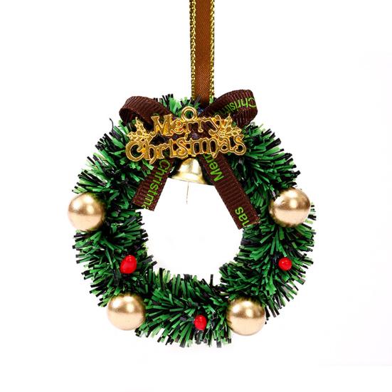 Christmas Wreath Decoration Mini Wreath with Bow And Bell Artificial Greenery Wreath for Tree Door Wall Holiday Home Decoration