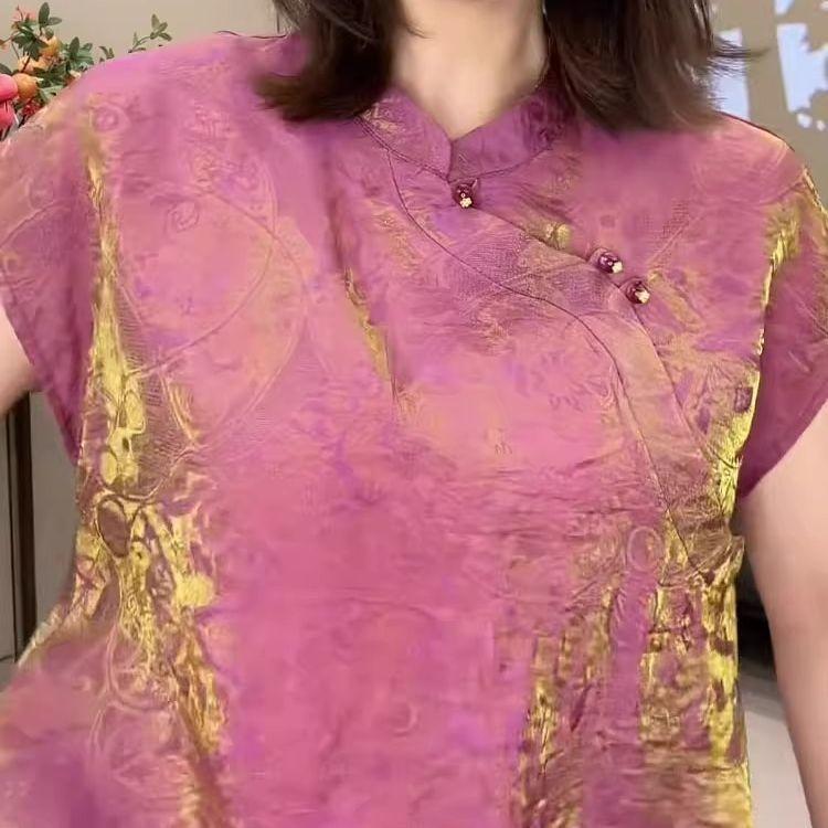 Elegant temperament high-end short-sleeved women's summer 2025 outer design plus size top