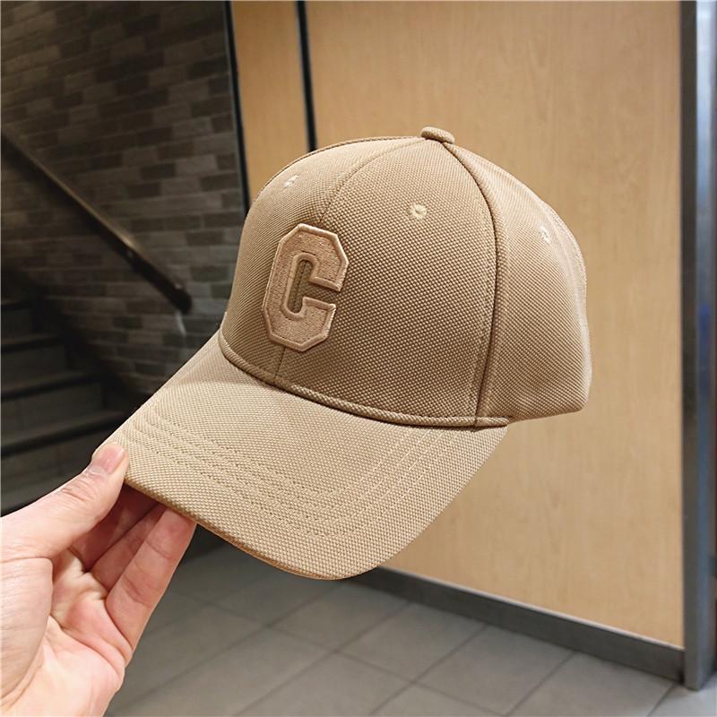 

24 new hard top three-dimensional Korean embroidery big C letter high-end baseball hat big head deep top cap adjustable (54-59cm) хаки
