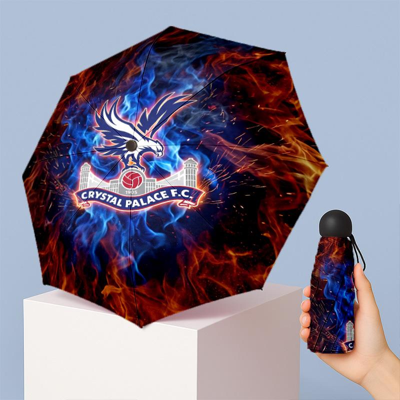 Crystal Palace Football Pattern Printed Mini 5 Folds 8 Ribs Compact Umbrella Windproof Waterproof Lightweight Portable Folding