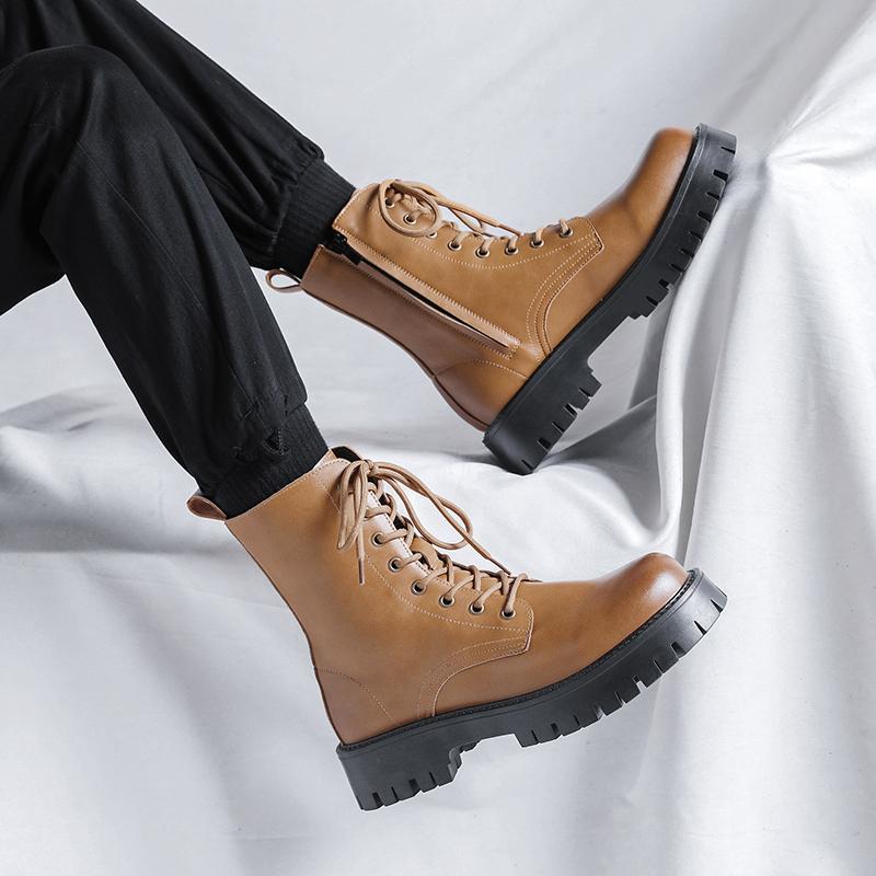 2024New High Quality Fashion High Top Men Outdoor Boots Luxury Brand Antiskid Thick Bottom Ankle Boot Casual Leather Basic Boots