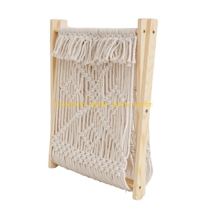 92MF Comfortable Cotton Woven Storage Rack Foldable Magazine Holder Nordic Decoration for Desktop and Home Organization