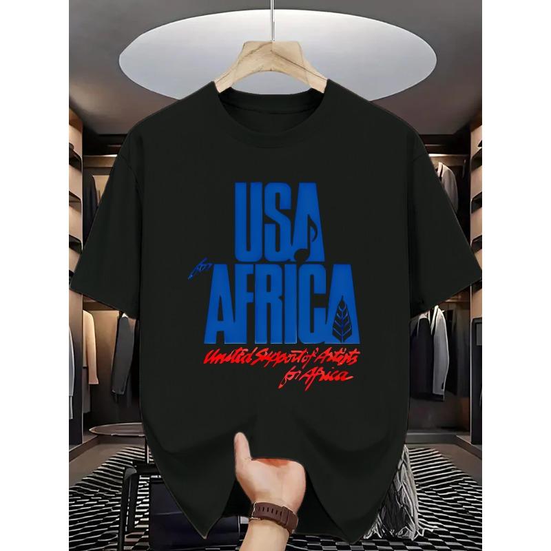 

Европейские размеры Мужская графическая футболка USA for Africa - Повседневная футболка с круглым вырезом с дизайном United Support of Artists S чёрный