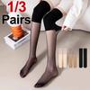 1/3 Pairs Women Slim Color Blocked Knee Length Stockings Summer Breathable Comfortable Anti Hook Sexy Elastic Length Socks
