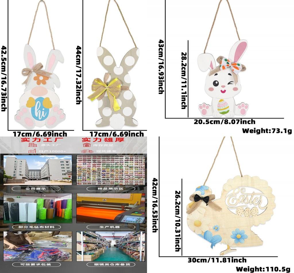 Verspieltes Osterhasen- und Eierschalenhuhn Holzschild für saisonale Heimdekoration