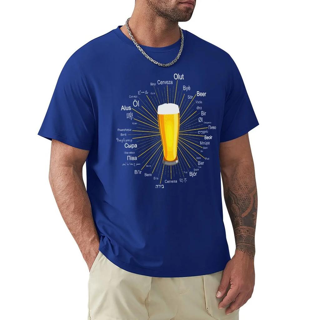 Wort Bier In 45 Verschiedenen Sprachen Unterschiedlicher Stil T-Shirt Harajuku Kurzarm T-Shirt 100% Baumwolle Grafik T-Shirt Oberteile