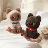2025Cm Squatting Cat Doll Plush Toy Small Kitten Plushie Black White 3-Color Siamese Cat Appeasing Present