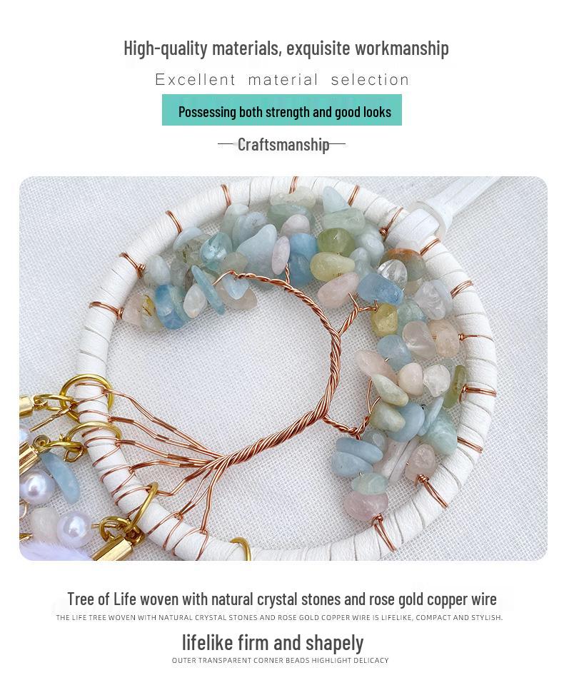 Crystal Tree of Life Car Hanging Ornament - Handcrafted Car Interior Decoration