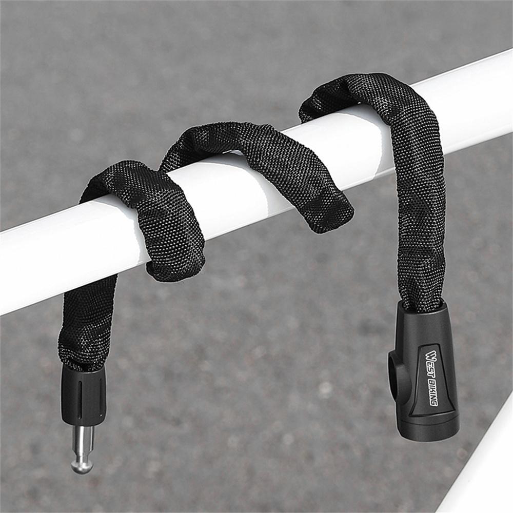 WEST BIKING 0705114B0000 Bicycle Steel Chain Lock 70cm Anti-Theft MTB Electric Bike Lock