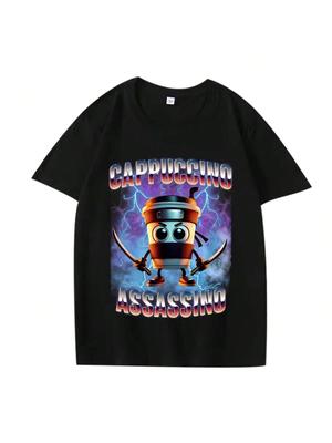 Italian Brainrot Cappuccino Assassino T Shirt Men Women Oversized 100% Cotton Streetwear Short Sleeve Summer Print Unisex Tops