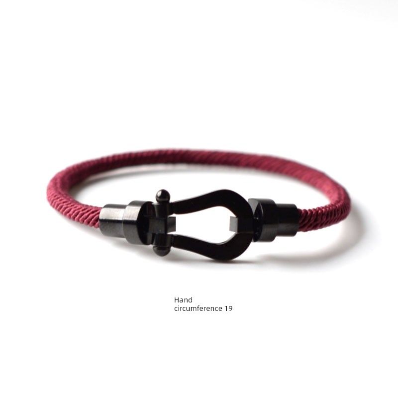 Original European and American Style Mechanical Horseshoe Buckle Hand-Woven Bracelet, Simple and Unique Couple Bracelet, Student Gift