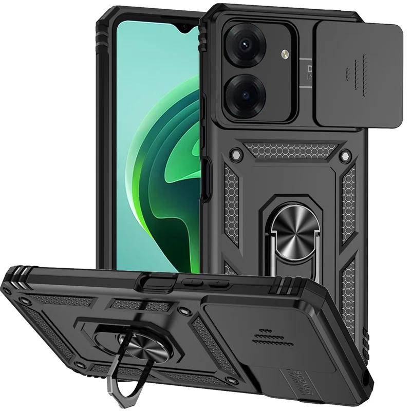 For Xiaomi Redmi 13C Case Slide Lens Protect Shockproof Armor Phone Cases For Xiaomi 13T Redmi NOTE13 PRO 4G5G Ring Holder Cover