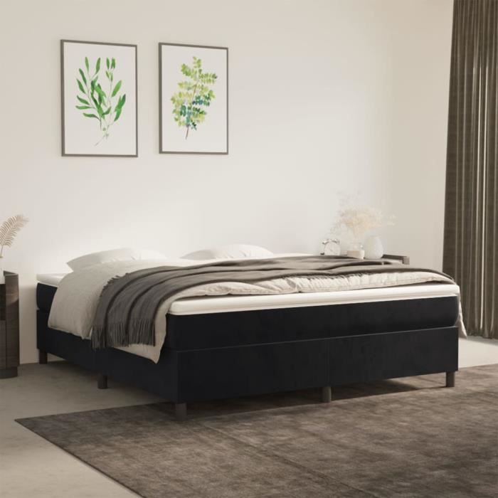 VidaXL Spring Bed Base Black 160x200 Cm Velvet3121128