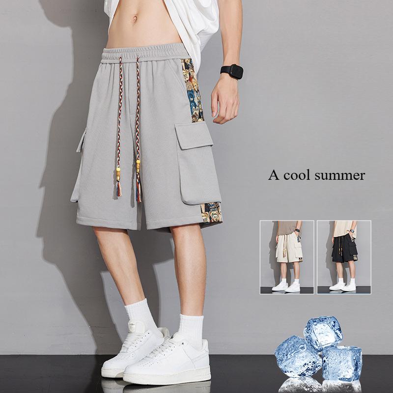 

Вышитые рабочие шорты для мужчин, летние брюки с пятью точками, бермуды, мужские шорты-карго, черные, для рыбалки, для спортзала 6XL