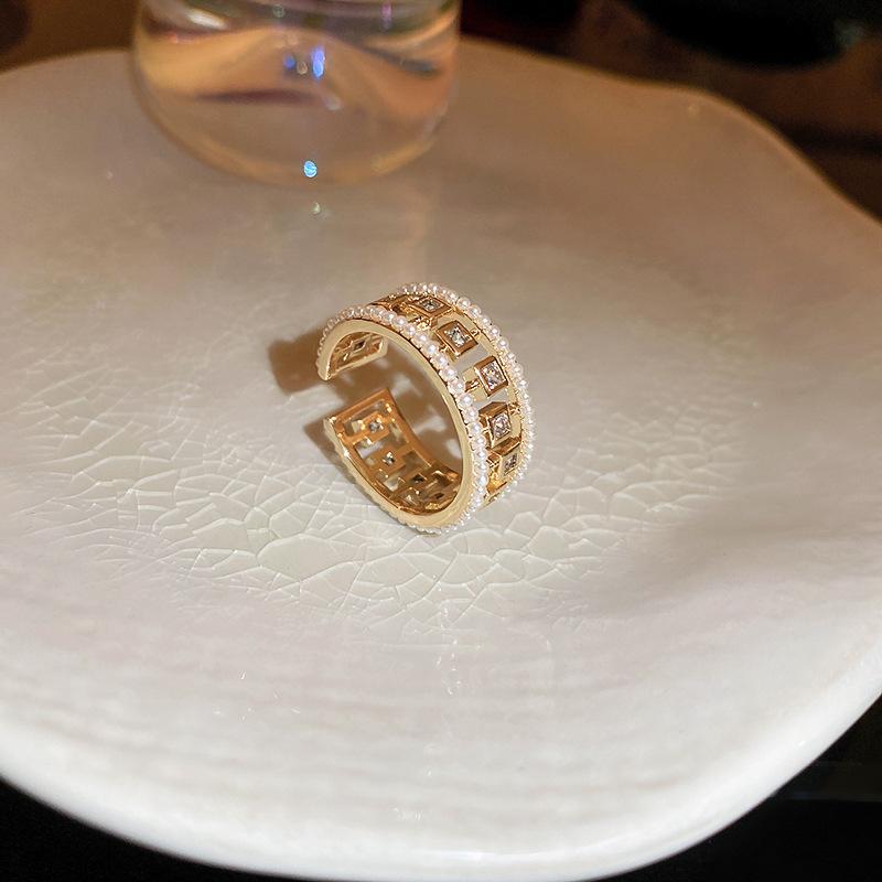 Vintage Maillard Tiger's Eye Irregular Geometric Ring Index Finger Ring Personality Jewelry Women