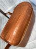 Italian Leather Crocodile Embossed Shoulder Bag with Flap LPR15 (Orange Brown) Travel Shoulder Bag