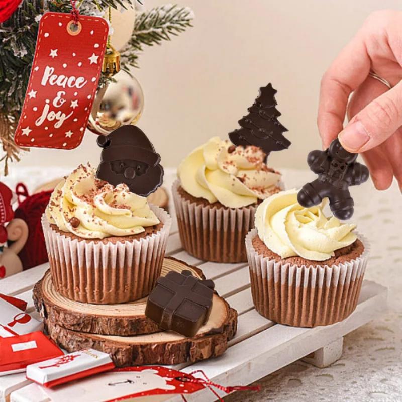 1Christmas Tree Chocolate Mold Gingerbread Man Santa Claus Cane Cookie Mold Home Baking Ice Tray Mold