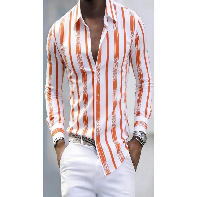 Camicia Casual da Uomo a Maniche Lunghe a Righe