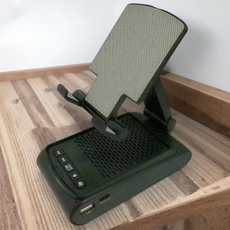 

Wireless 51 Speaker Phone Holder Lazy Desktop Stand with 1500mAh Charging Adjustable Height for Phones Tablets зелёный