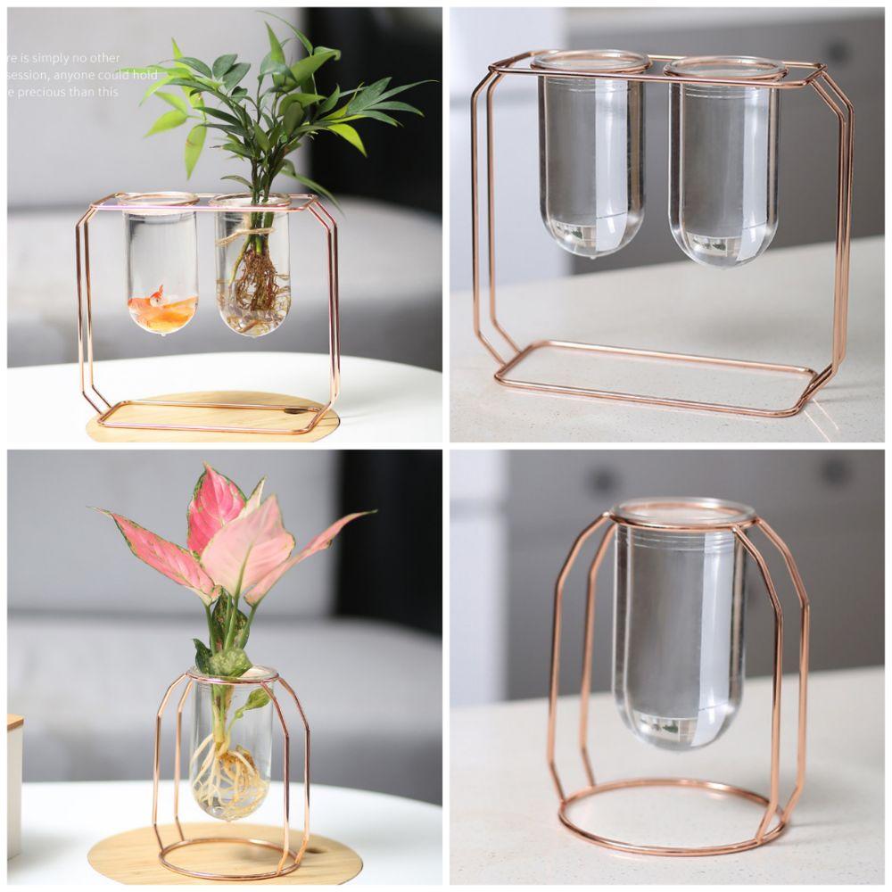 Nordischer Stil DIY Sukkulenten-Blumentopf Goldener Rahmen Transparent Hydroponischer Blumentopf Heimdekoration Schreibtischschmuck Blumenvase