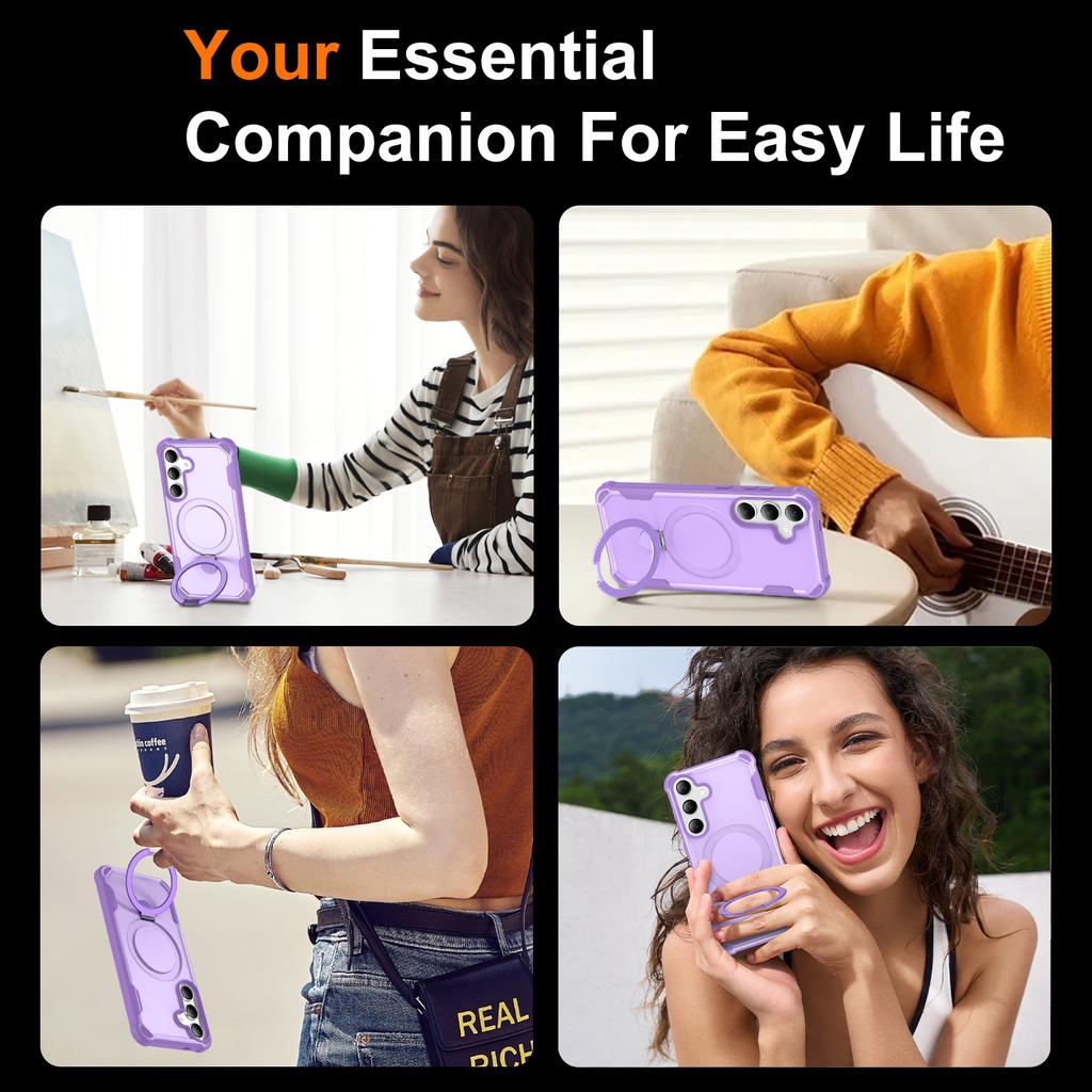 For Samsung Galaxy S25+/S24+ Case Compatible with MagSafe Kickstand TPU+PC Shockproof Phone Back Cover