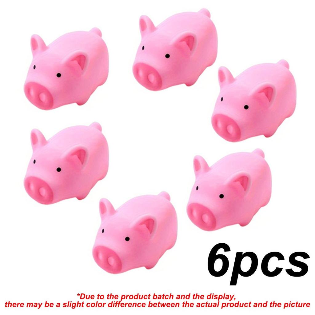 6/36pcs Mini Rubber Pig Baby Bath Toys Pink Piggy Decompression Venting Toys Float Squeak Toys for Baby Shower for Children