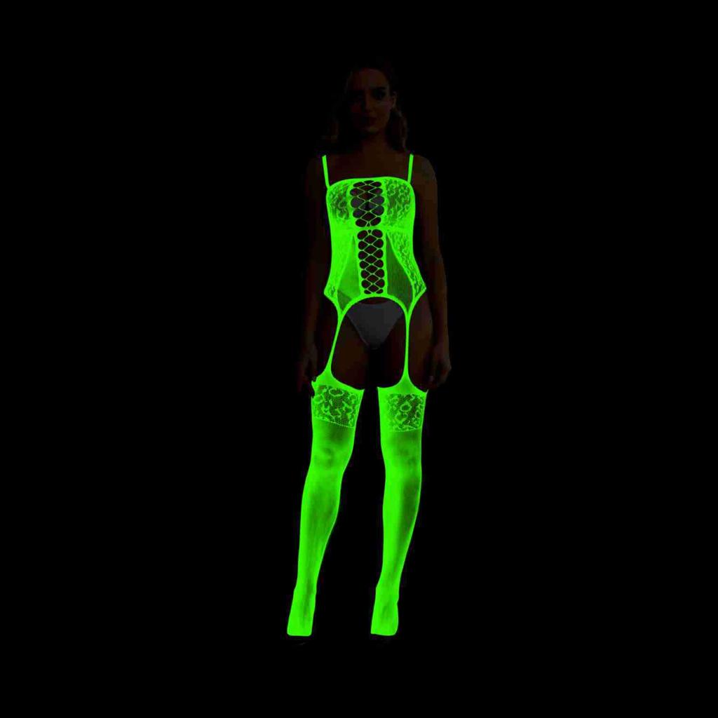 Sex Underwear Luminous Luminous Sexy Suspender Net Socks Open Non-slip Temptation One-piece Stockings Y