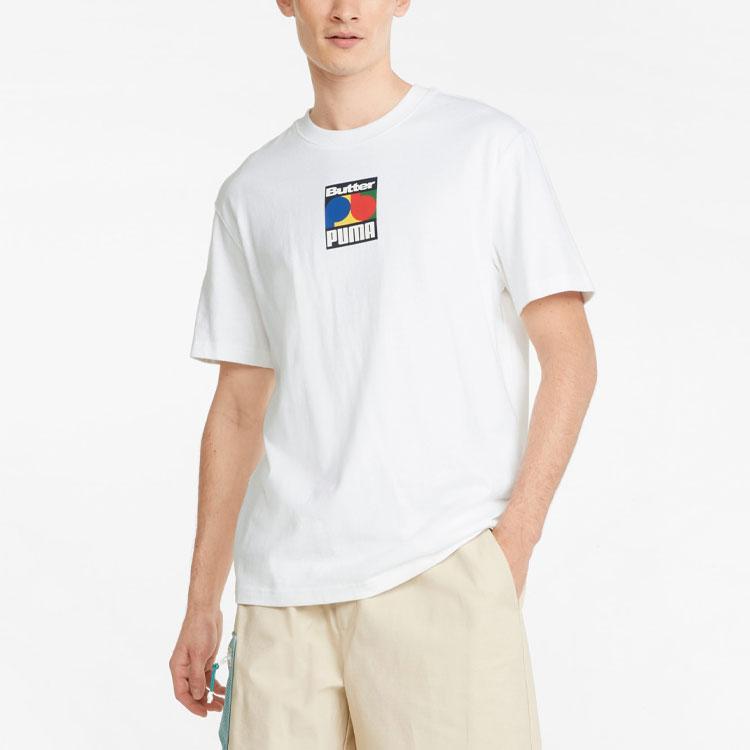 Puma X Butter Goods Letter Logo Print Round Neck Short Sleeve T-Shirt Men Tops White 534058-02