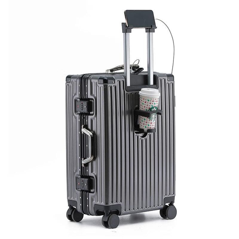 OEING Multi-functional Aluminum Frame Spinner Suitcase 26 inch