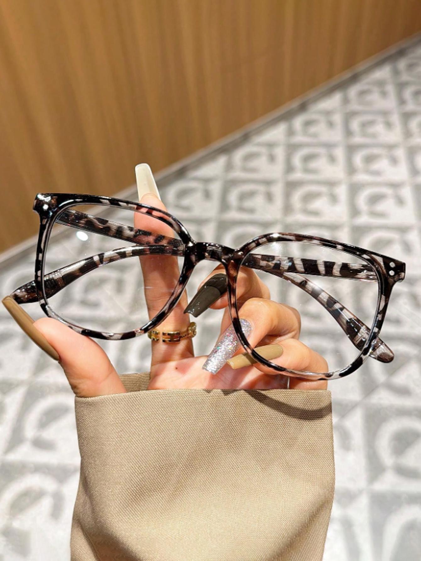 

1Pc Fashionable Square Frame Glasses With Rice Nail Decoration Perfect For Daily Casual Wear Decoration Unisex