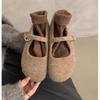 New Square Toe Fleece Ballet Flats Woman Winter Warm Wool Mary Jane Shoes Ladies Brand Design Elegant Plush Loafers