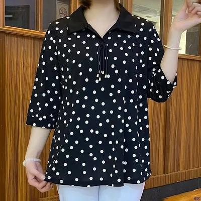 Sommer Blumenmuster Mittleren Alters Mutter Frühling Sommer T-Shirts Eis Seide Groß Neu Schlank Locker Stilvoll Kleines Hemd Mittellanges Oberteil