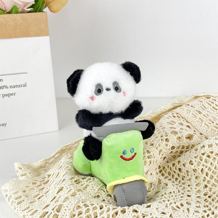 Motorcycle Adorable Animal Plush Keychain Stress Toy Soft And Cuddly Panda Bunny Design Puppy