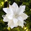 1PC Christmas Golden Glitter 14cm Flower Christmas Tree Decoration Ornaments Color Glitter Home Party Decoration Supplies