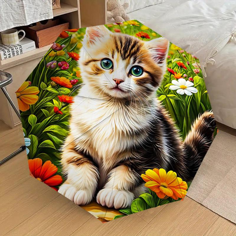 

1pc Floral Kitty Automatic Open/Close Umbrella, 8-Rib Sturdy Frame,Ideal Birthday/Gift for Men & Women, Outdoor Accessory yy251126053