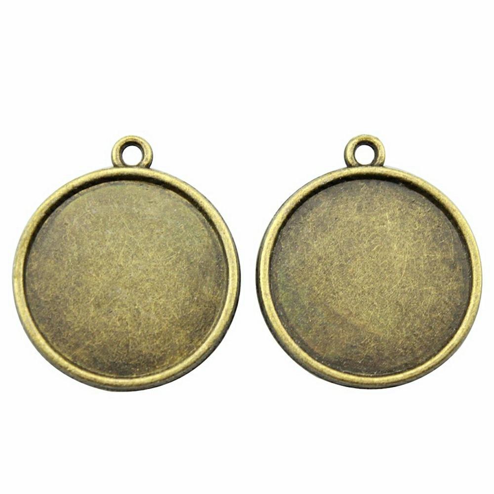 10 Stück 20mm Innenmaß Antik-Bronze Farbe 34 Stil Cabochon Fassung Anhänger Passend für 20mm Glas Cabochon