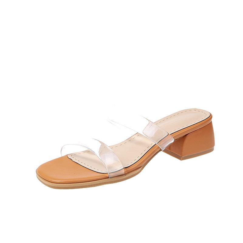 Spring and Summer New Thick Heel Fish Mouth Fashion Word Casual Cool Slippers Tide