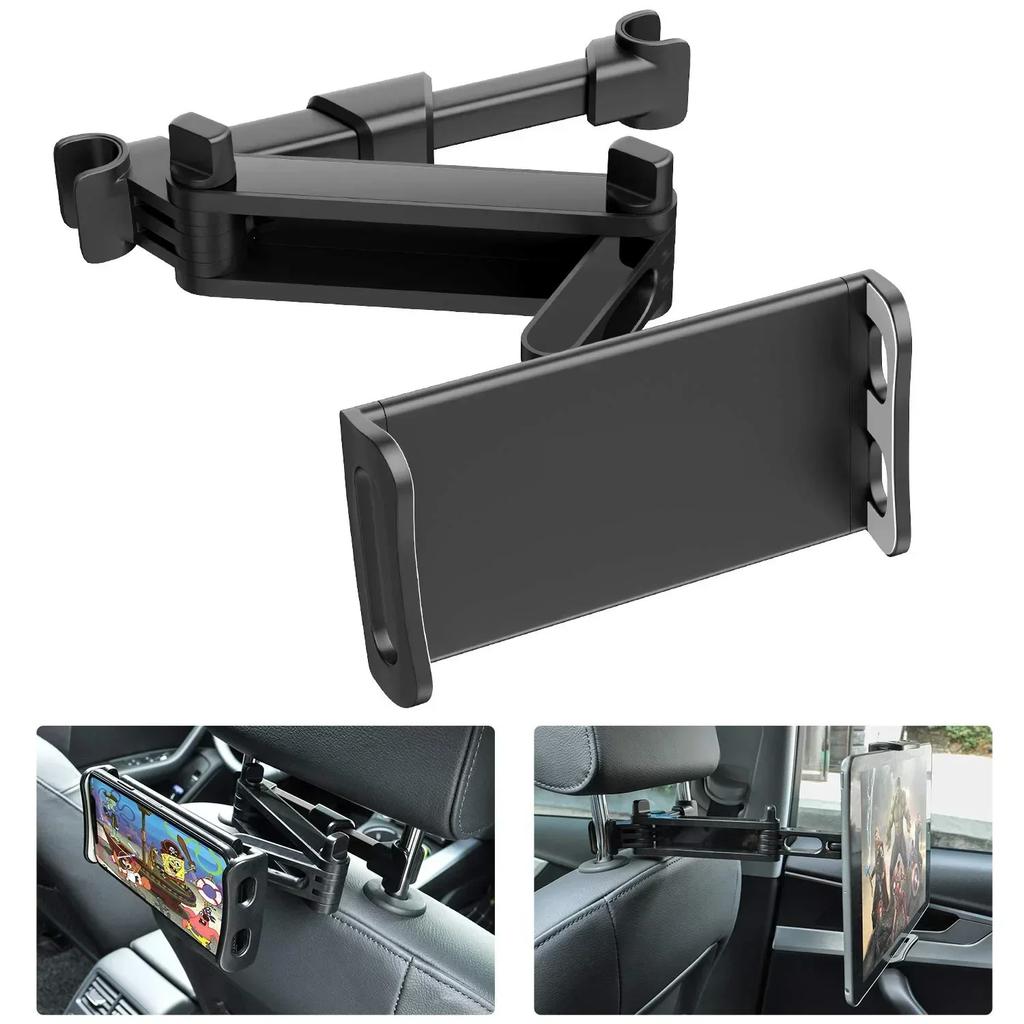 Universal Retractable Car Backrest Cell Phone Holder 360 Degree Rotation Adjustable Seat Rear Holder for Tablet 5-13 Inches