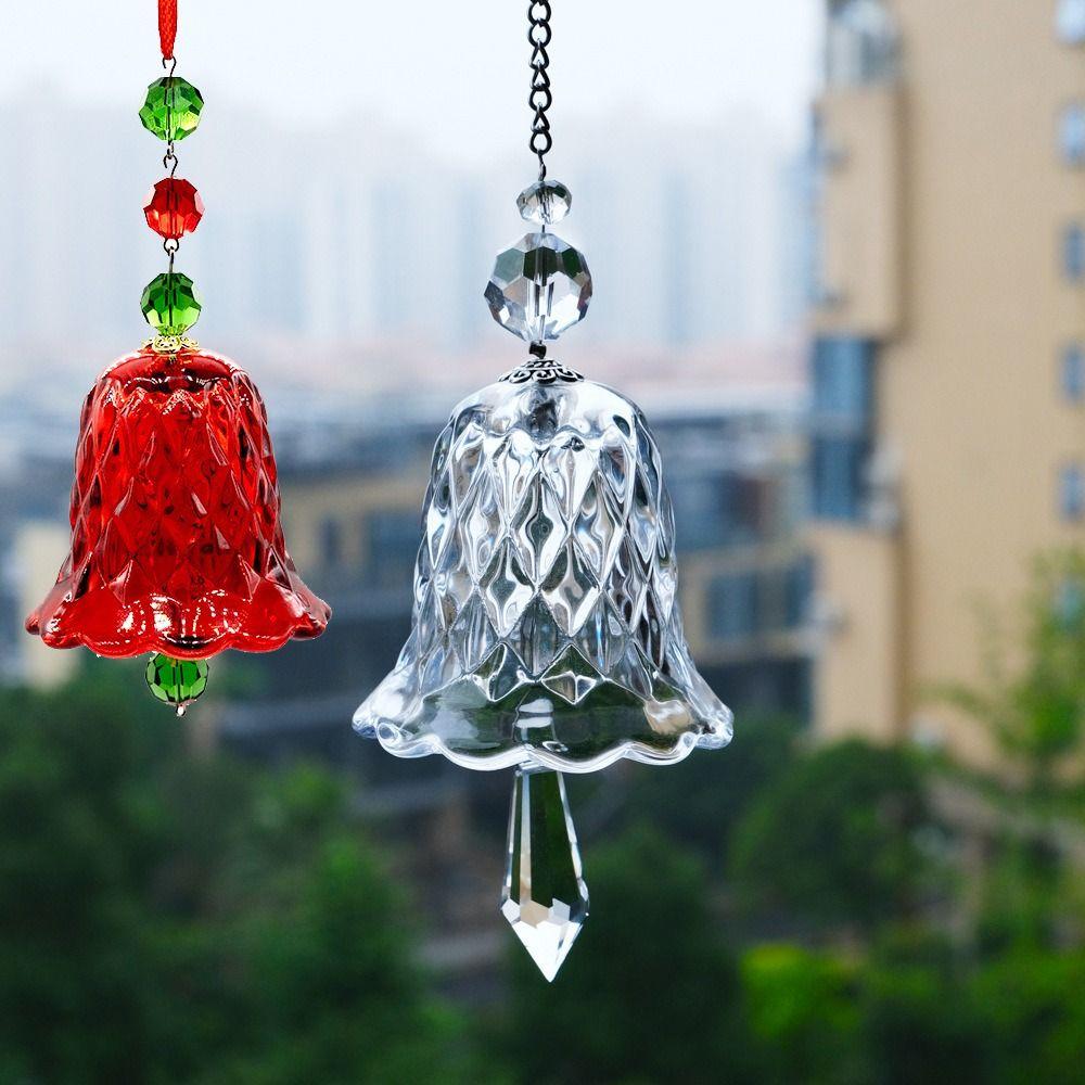 Exquisite Crystal Wind Chime Transparent Bell Glass Pendant Christmas Tree Decorations  Backyard