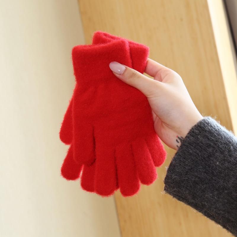 Winter warm knitted gloves simple mountaineering thickened velvet cycling women autumn winter cold protection