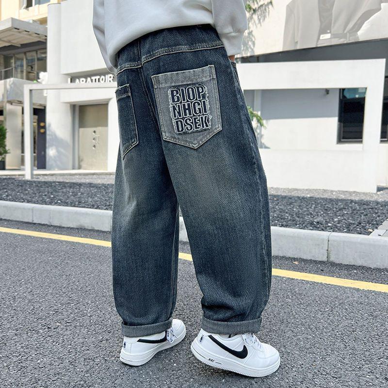 Jean molletonné pour garçon: Pantalon décontracté ample style coréen pour printemps/automne pour enfants de taille moyenne et grande 2025.