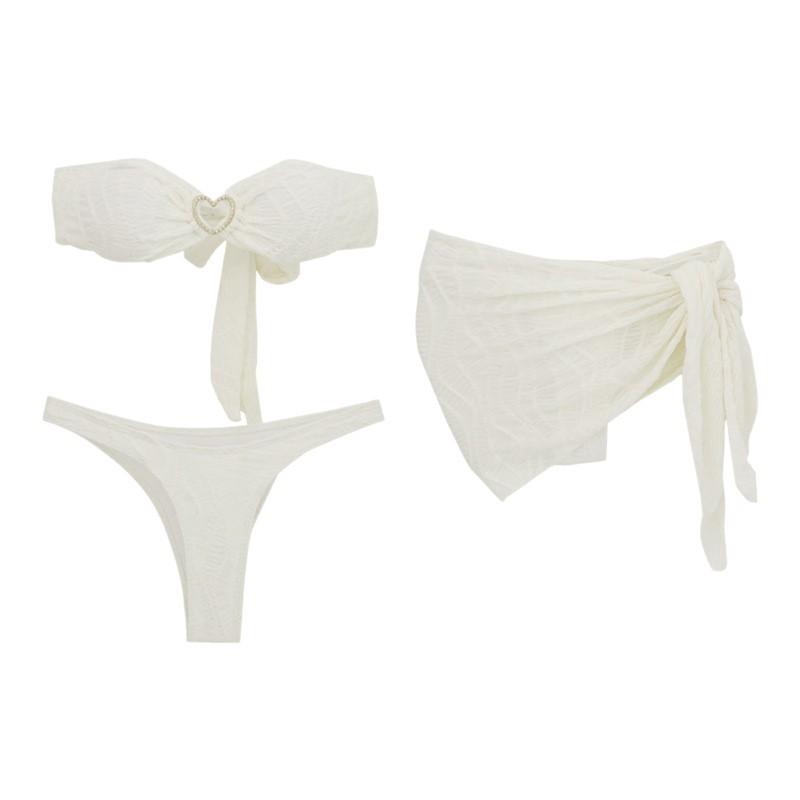 Solid Color Three-piece Korean 1011 Hot Spring New Love Sexy Gathering BIKINI Split Swimsuit Women