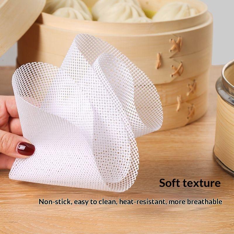 5Pcs/Set Reusable Silicone Non-Stick Steamer Liners, Round Steaming Mat For Bamboo Steamer Cooking, Heat Resistant Kitchen