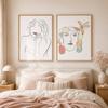 Abstract Wall Art Minimalist Line Art Female Portrait Sketch Canvas Painting Nordic Style for Bedroom Living Room Wall Decor