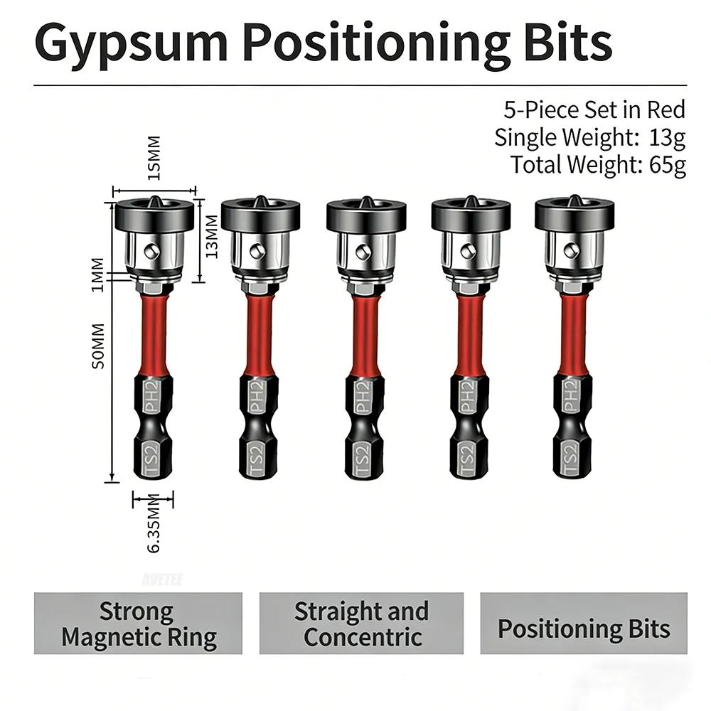 Magnetic Positioning Screwdriver Bits Drywall Screw Bit 50mm Gypsum Board Plasterboard Screws Locating Batch Head Drilling Tools