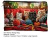 Beach Storage Organizer Toiletry Bag Organizer, Cat Printed Bag, Durable Canvas Sand-proof Cosmetic Pouch, for Travel Makeup Stationery