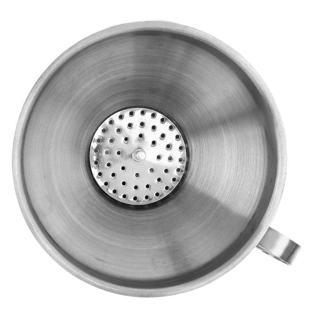 Kitchen Steel Funnel with Strainer for Bottles, Carboys, Wine, Juice