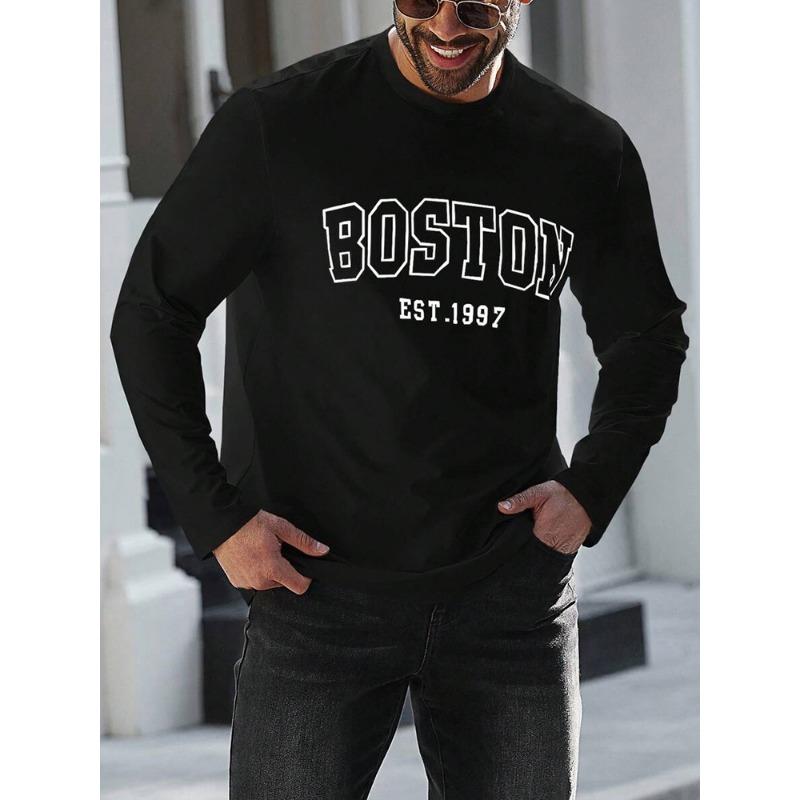 Religious Style Cross Print Men's Long-sleeved T-shirt A Warm Long-sleeved T-shirt For Men Suitable For Autumn And Winter Season