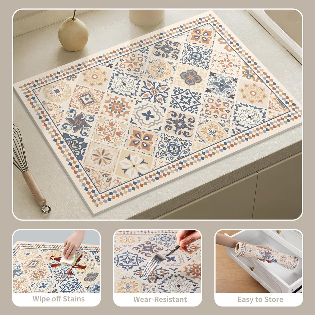 Boho Style Dish Drying Mat Coffee Mat Dish Drying Mat Super Absorbent Dish Drying Pad Kitchen Mat Coffee Machine Pad